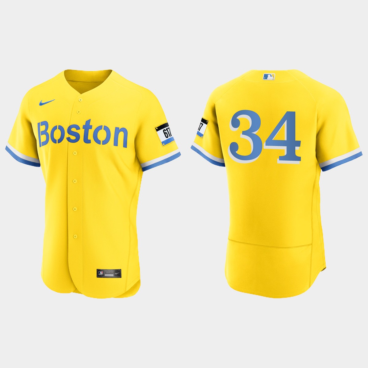David Ortiz Boston Red Sox 2021 City Connect Jersey - Gold Light Blue