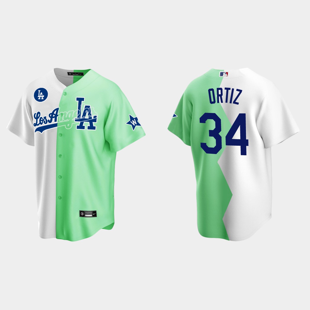 David Ortiz Los Angeles Dodgers 2022 Celebrity Softball Game Split Jersey - White Green