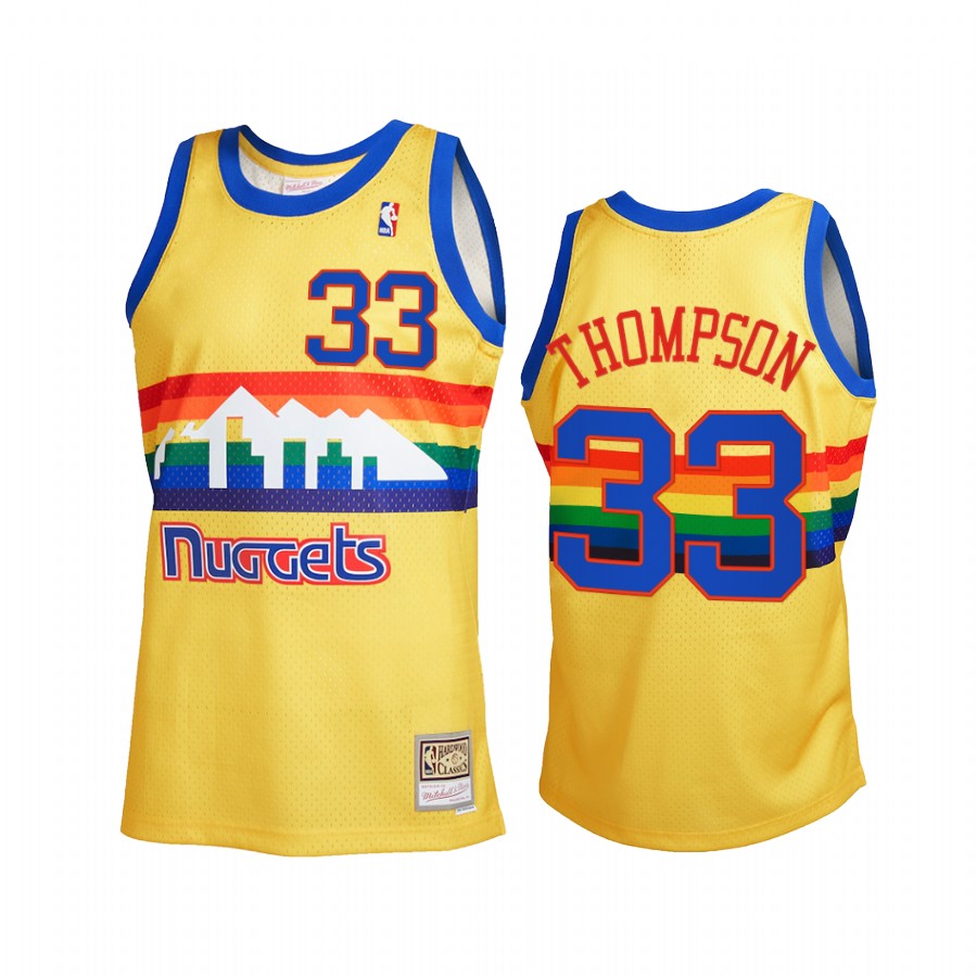 David Thompson 33 Denver Nuggets 2021 Reload 2.0 Gold Jersey Throwback