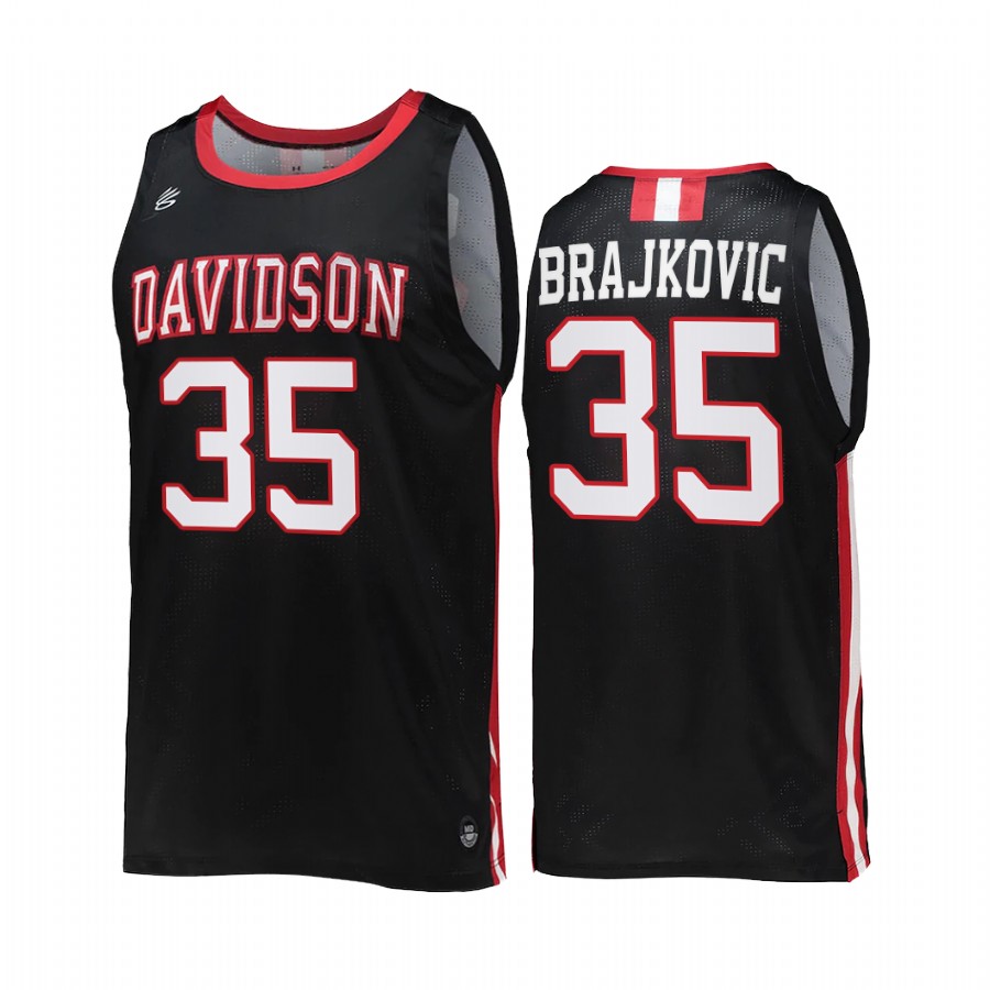 Davidson Wildcats Luka Brajkovic Jersey 2022 College  Black Uniform