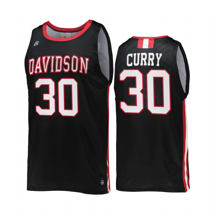 Davidson Wildcats Stephen Curry Jersey College  Black Uniform