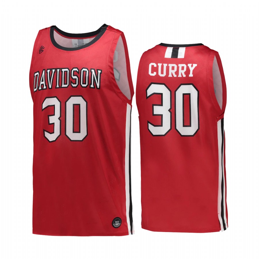 Davidson Wildcats Stephen Curry Jersey College  Red Throwback Uniform