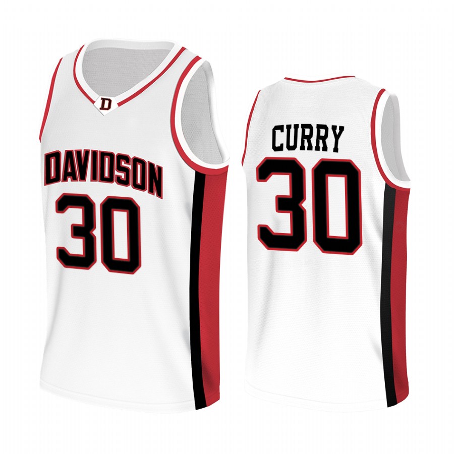 Davidson Wildcats Stephen Curry Jersey College  White Uniform