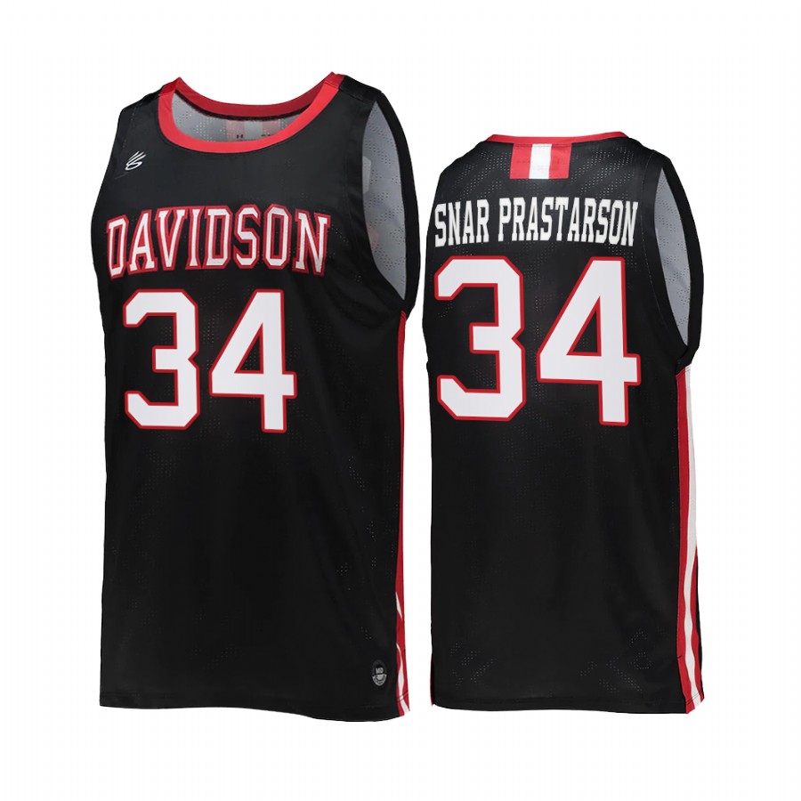 Davidson Wildcats Styrmir Snar Þrastarson Jersey 2022 College  Black Uniform