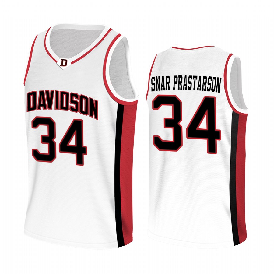 Davidson Wildcats Styrmir Snar Þrastarson Jersey 2022 College  White Uniform