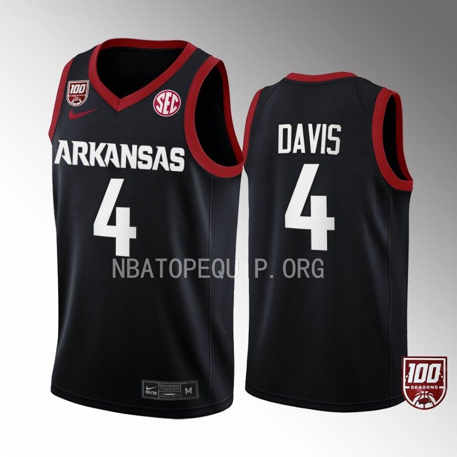 Davonte Davis Arkansas Razorbacks Black Jersey 2022-23 100 Season College
