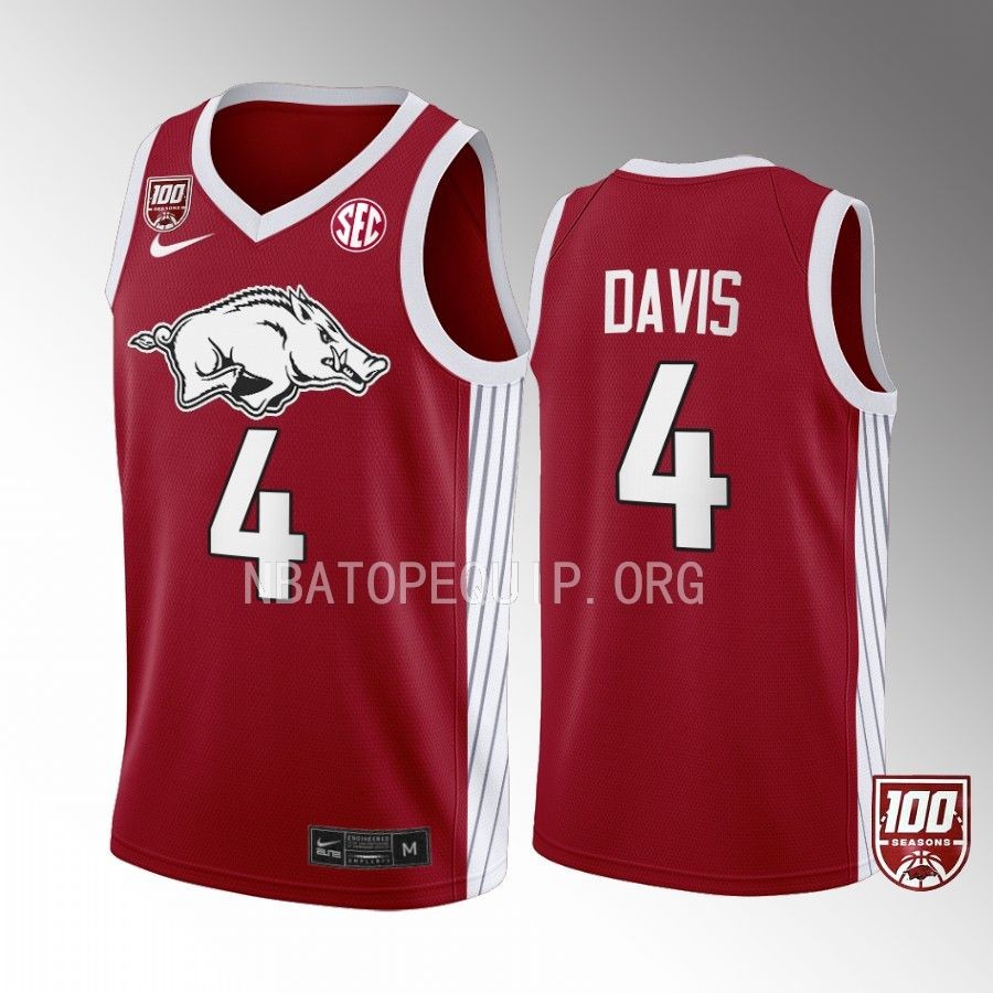 Davonte Davis Arkansas Razorbacks Red Jersey 2022-23 100 Season College