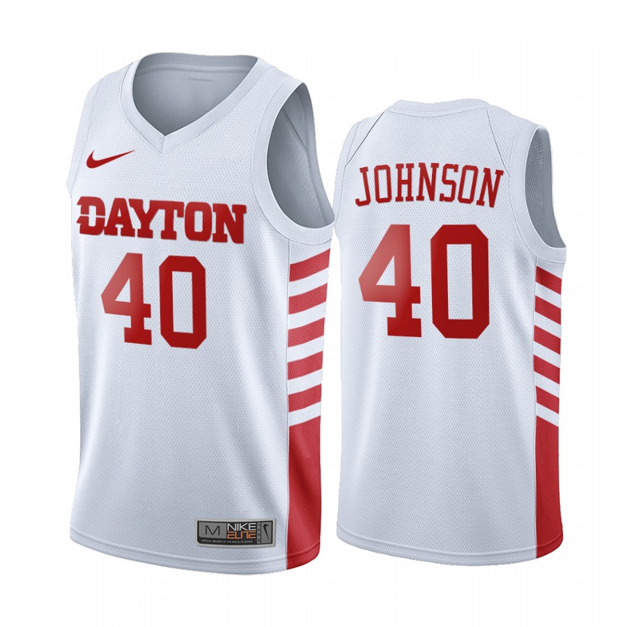 Dayton Flyers Chase Johnson 90s Throwback White College  Jersey NCAA