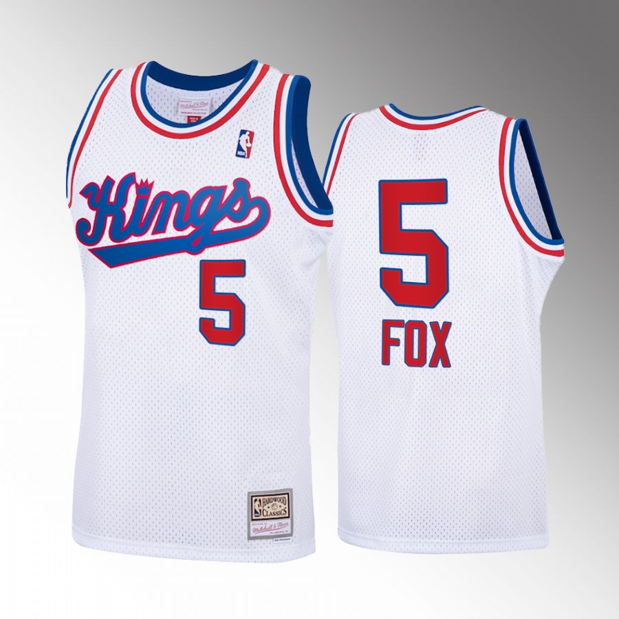 De'Aaron Fox #5 Sacramento Kings Hardwood Classics White Throwback 70s Jersey