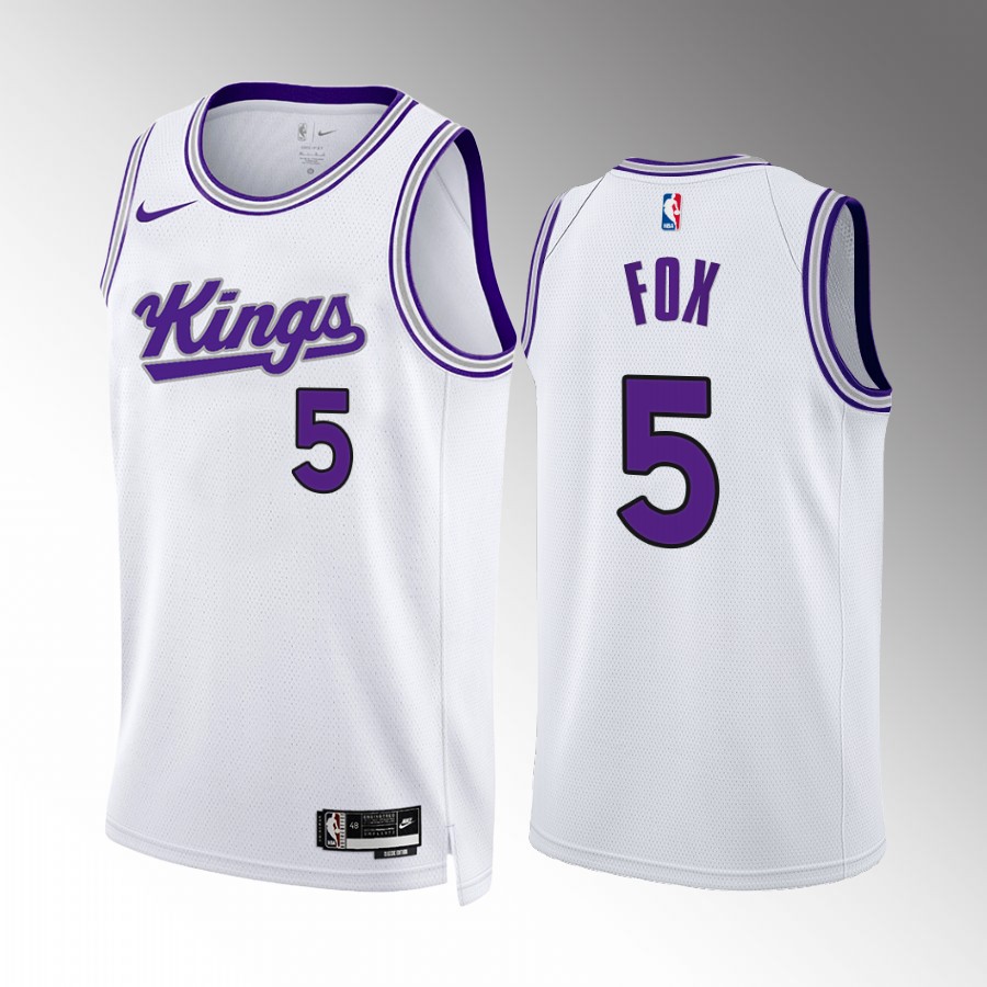 De'Aaron Fox 2023-24 Sacramento Kings White #5 Association Edition Jersey Swingman