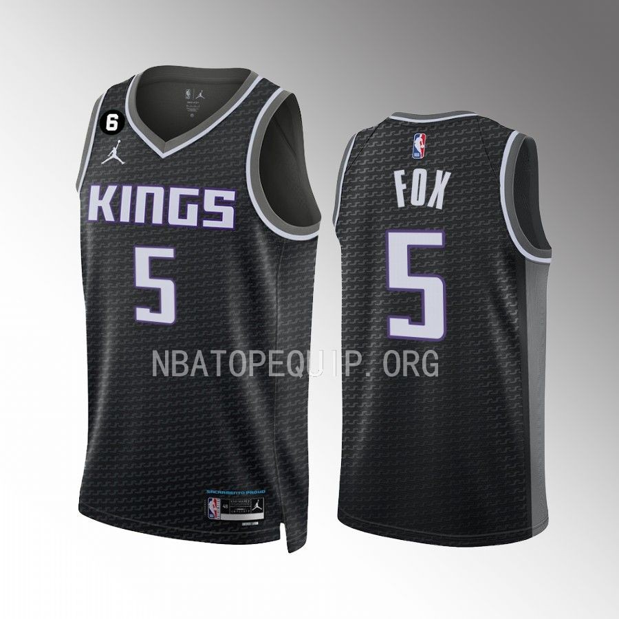 De'Aaron Fox Sacramento Kings #5 Black Jersey 2022-23 Statement Edition Swingman