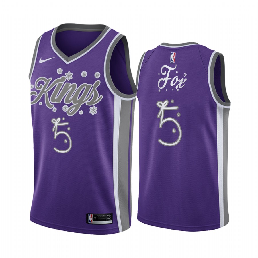 De'Aaron Fox Sacramento Kings 2020 Christmas Night Purple Jersey Festive Special Edition