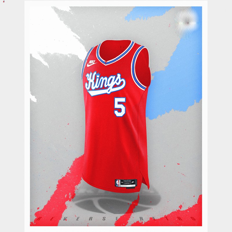 De'Aaron Fox Sacramento Kings Red #5 Jersey NBA Reverse Retro