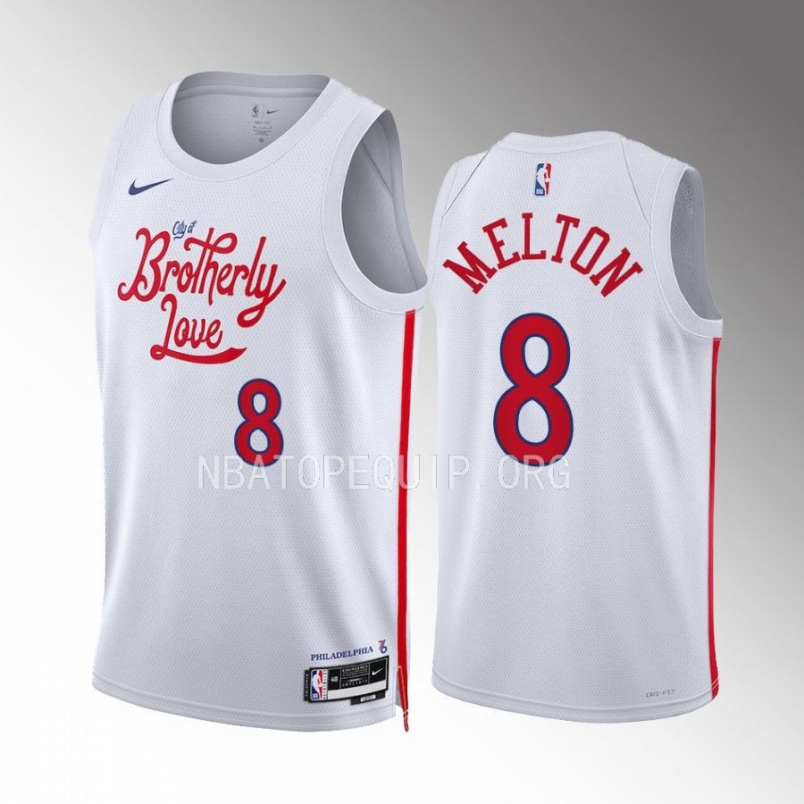 De'Anthony Melton 2022-23 Philadelphia 76ers White #8 City Edition Jersey Swingman