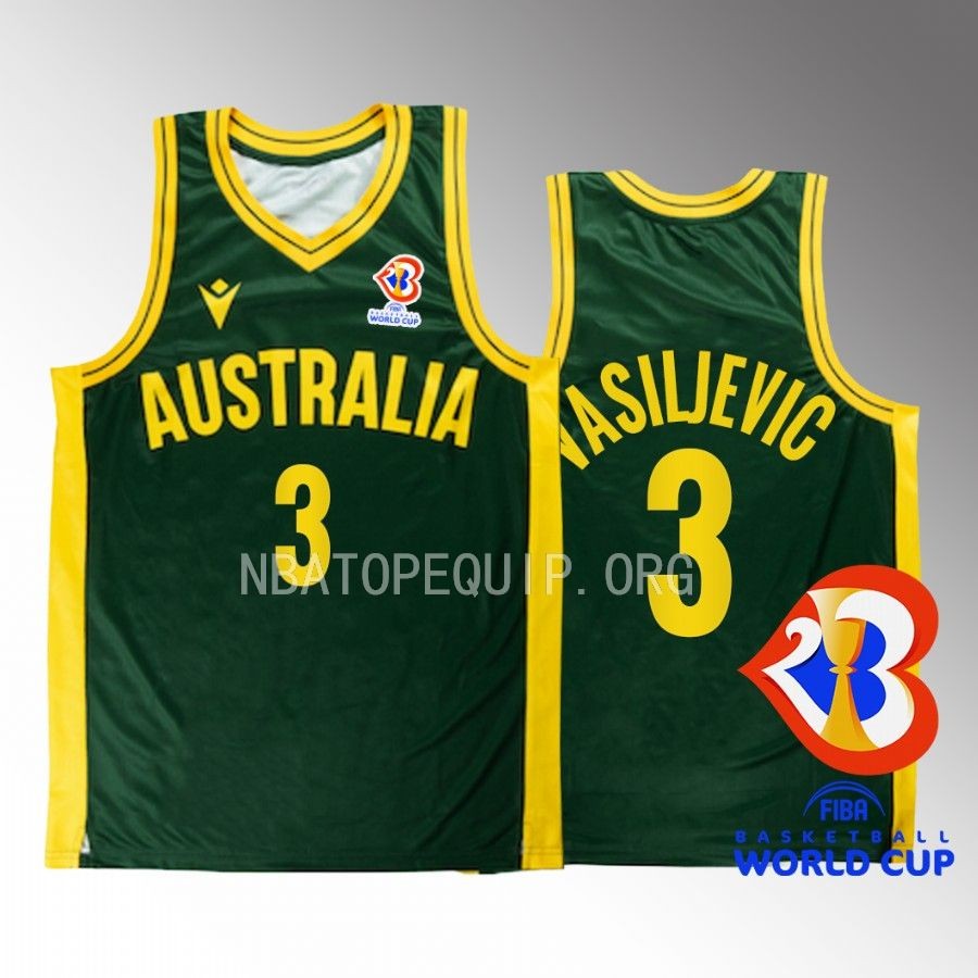 Dejan Vasiljevic Australia  2023 FIBA World Cup Green Jersey Away #3