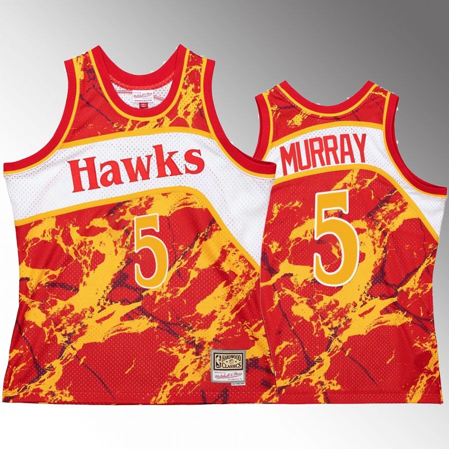 Dejounte Murray #5 Atlanta Hawks Marble Swingman Red Hardwood Classics Jersey