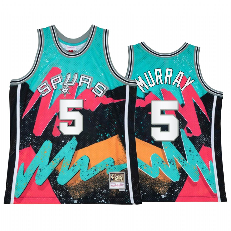 Dejounte Murray 5 San Antonio Spurs Hyper Hoop Teal Jersey Throwback 90s