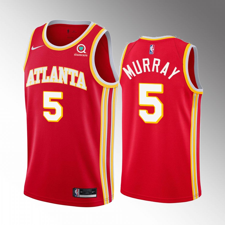 Dejounte Murray Atlanta Hawks Red Icon Edition #00 Jersey 2022 Trade