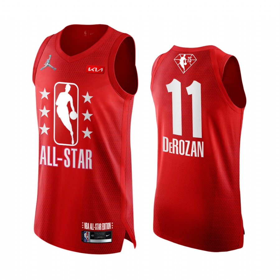 DeMar DeRozan 2022 All-Star Bulls Jersey Grey Red NBA 75th Uniform