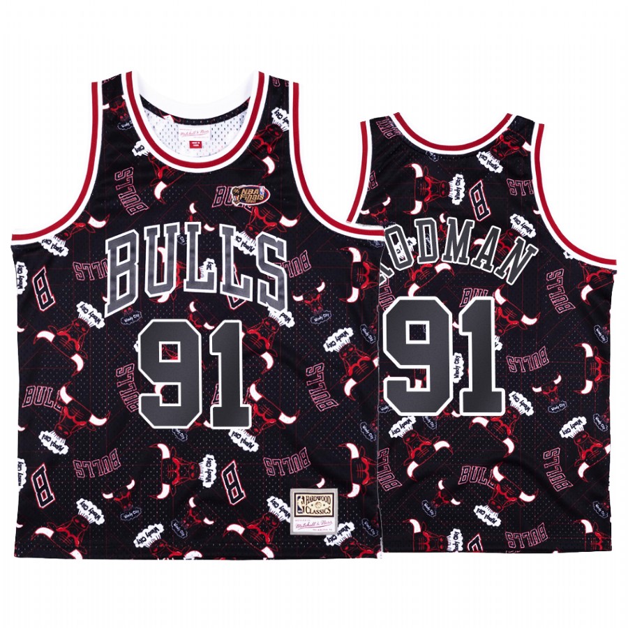 Dennis Rodman #91 Chicago Bulls Black Tear Up Pack Jersey