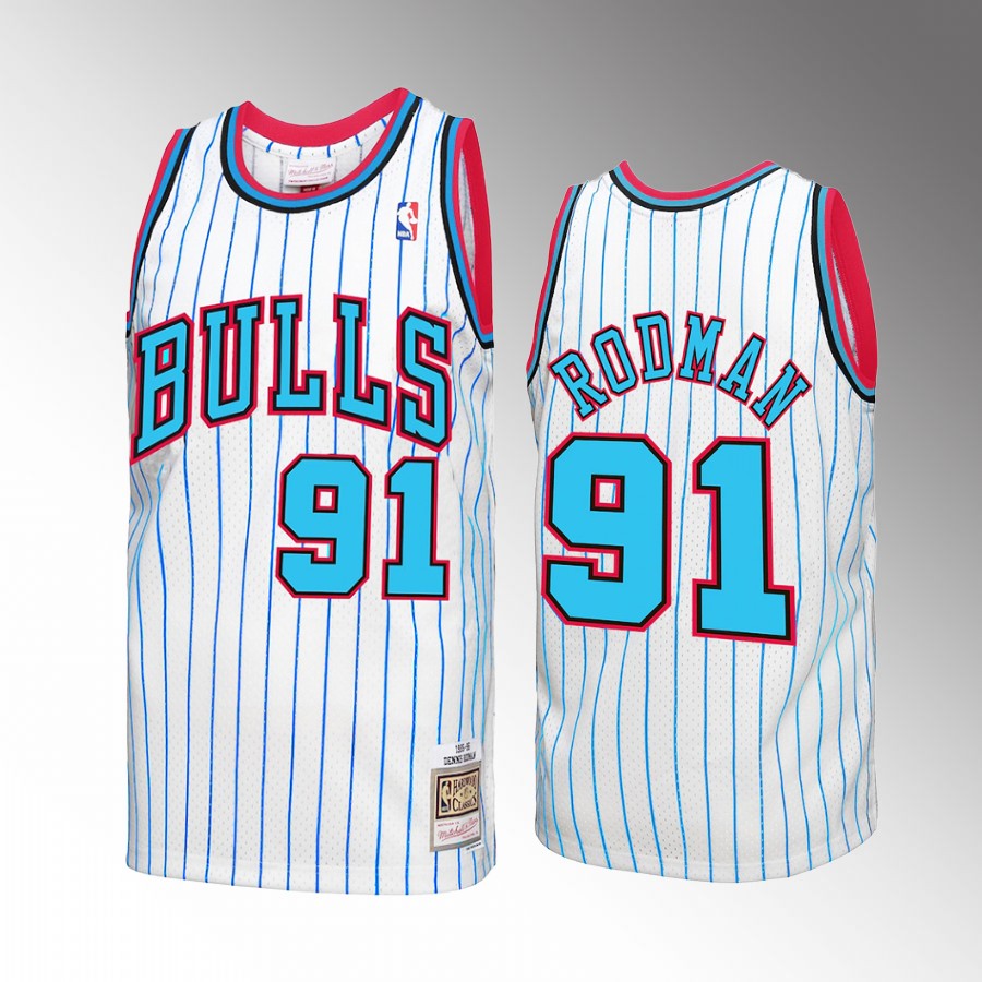 Dennis Rodman #91 Chicago Bulls Reload 3.0 White 1995-96 Hardwood Classics Jersey