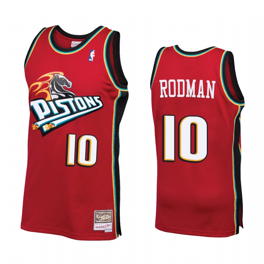 Dennis Rodman 10 Detroit Pistons Throwback 90s Red Jersey HWC Swingman