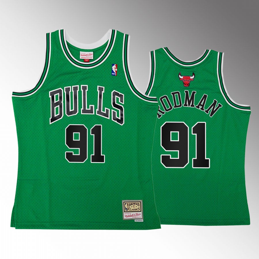 Dennis Rodman Chicago Bulls Green St Patricks Day HWC Swingman #91 Jersey