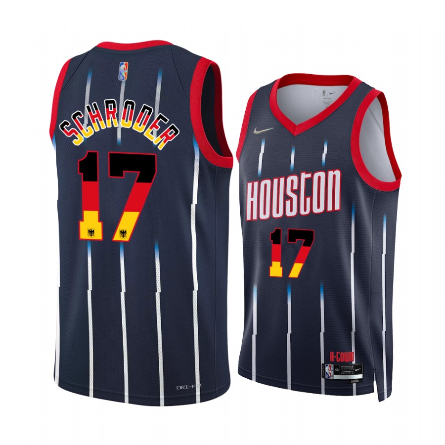 Dennis Schroder France Flag Edition Houston Rockets #17 Navy Jersey Special