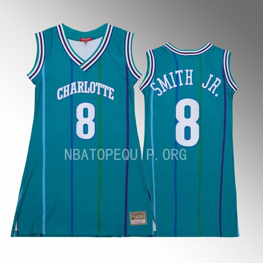 Dennis Smith Jr. Charlotte Hornets #8 Hardwood Classics Jersey Teal Women