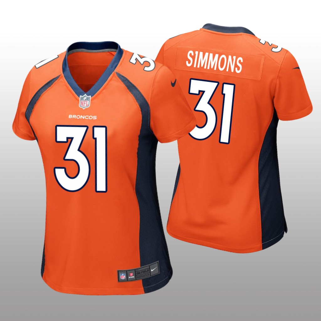 Denver Broncos #31 Orange Justin Simmons Game Jersey - Women