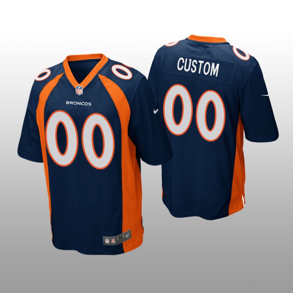 Denver Broncos # Navy Custom Pro Line Jersey - Youth