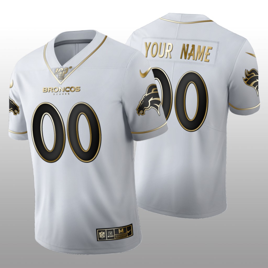 Denver Broncos Custom White Golden Edition Jersey 100th Season Men's