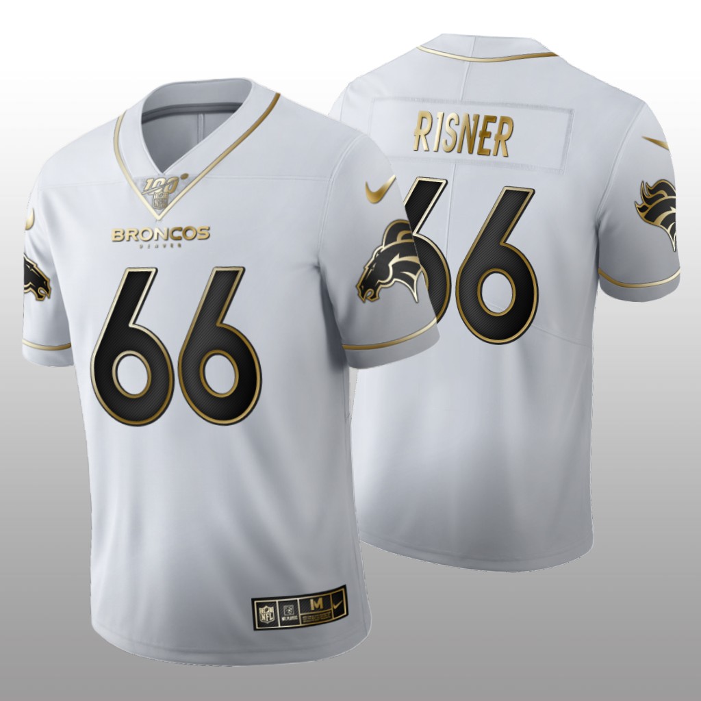 Denver Broncos Dalton Risner White Golden Edition Jersey 100th Season Men's