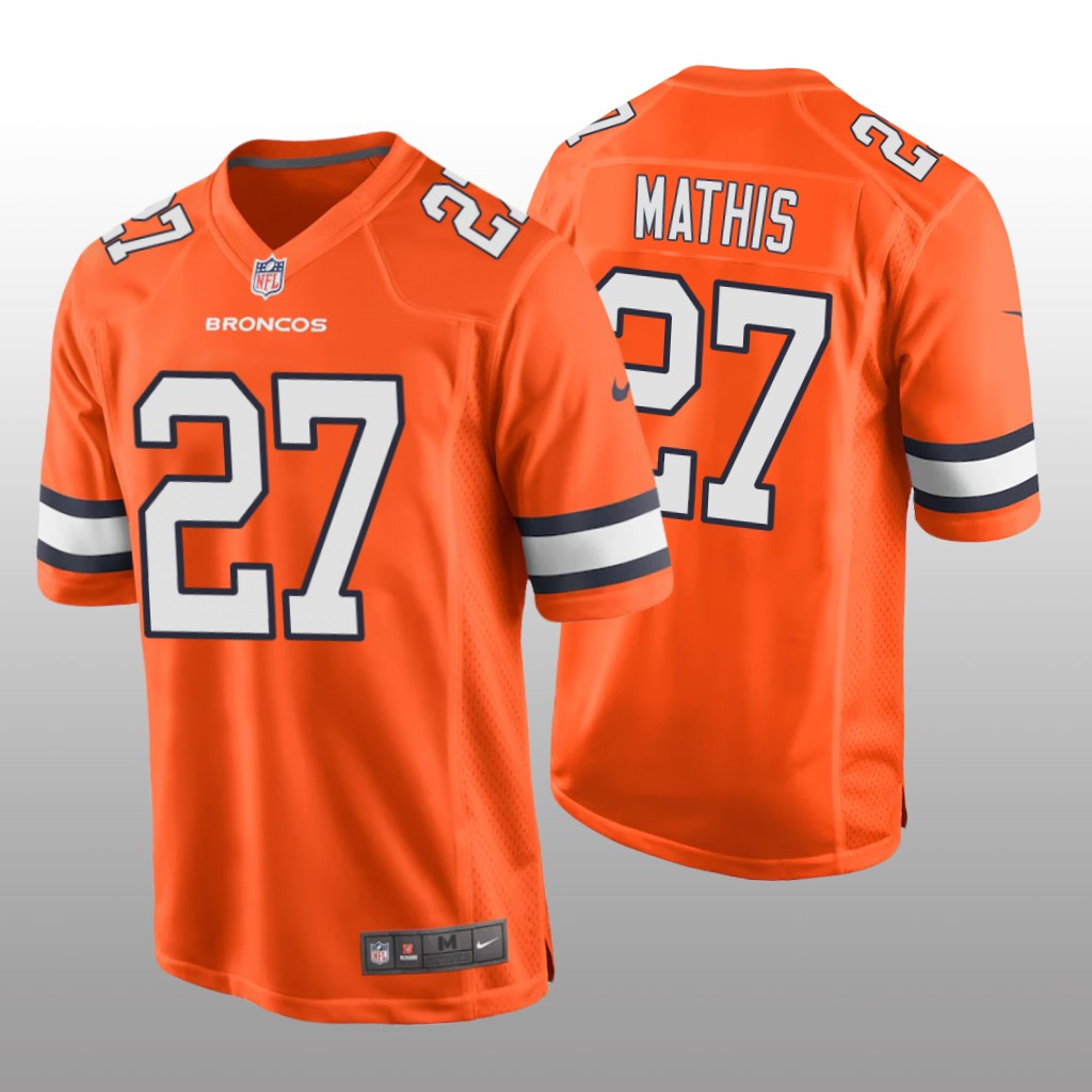 Denver Broncos Damarri Mathis Orange Jersey Alternate Game - Men's