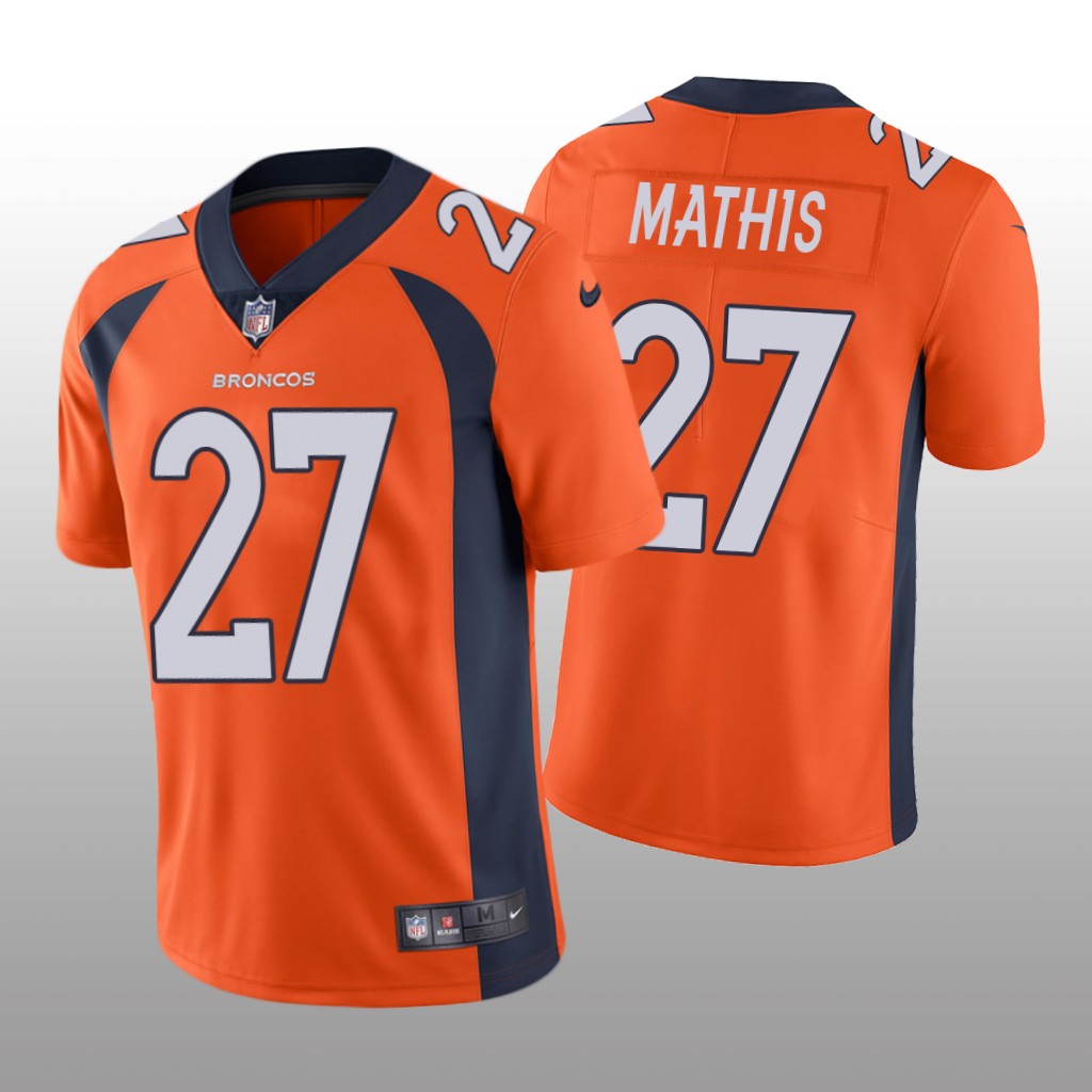 Denver Broncos Damarri Mathis Orange Jersey Vapor Limited - Men's