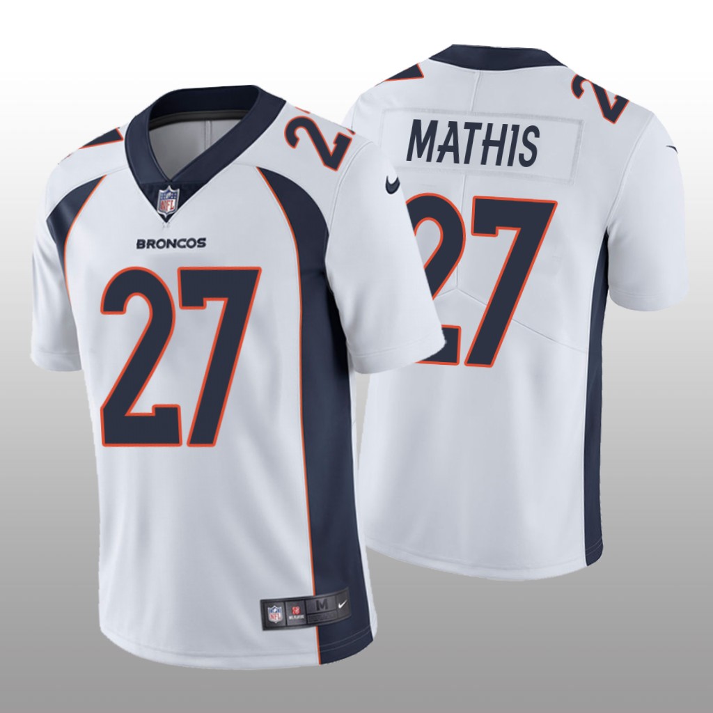 Denver Broncos Damarri Mathis White Jersey Vapor Limited - Men's