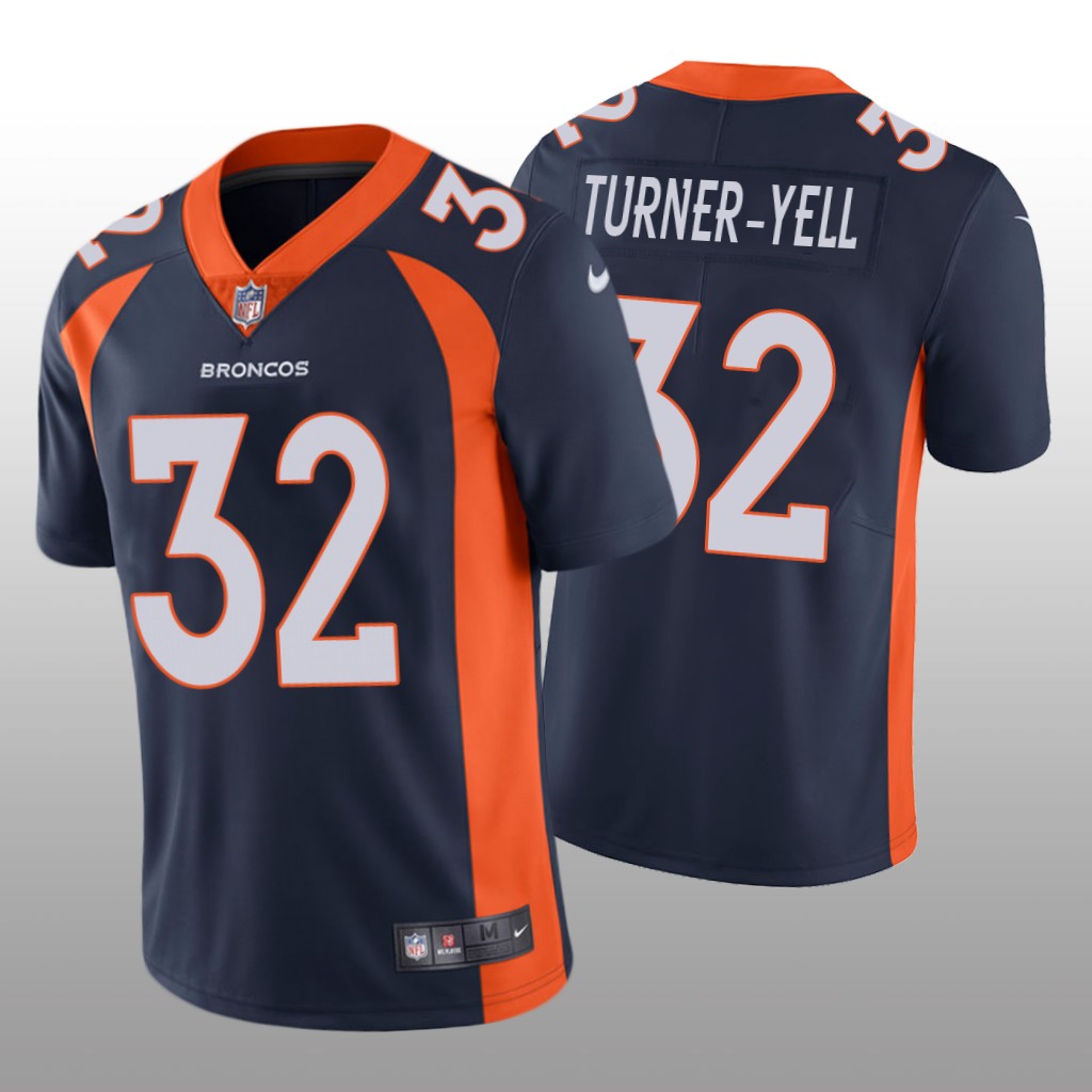 Denver Broncos Delarrin Turner-Yell Navy Jersey Vapor Limited Vapor Limited - Men's