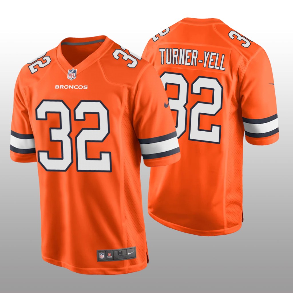Denver Broncos Delarrin Turner-Yell Orange Jersey Alternate Game - Men's