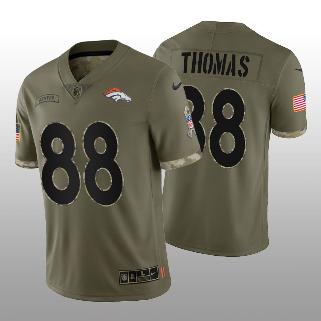 Denver Broncos Demaryius Thomas Olive Limited Jersey 2022 Salute To Service - Men's