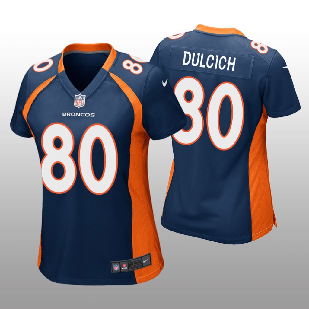 Denver Broncos Greg Dulcich Navy Jersey Game - Women's