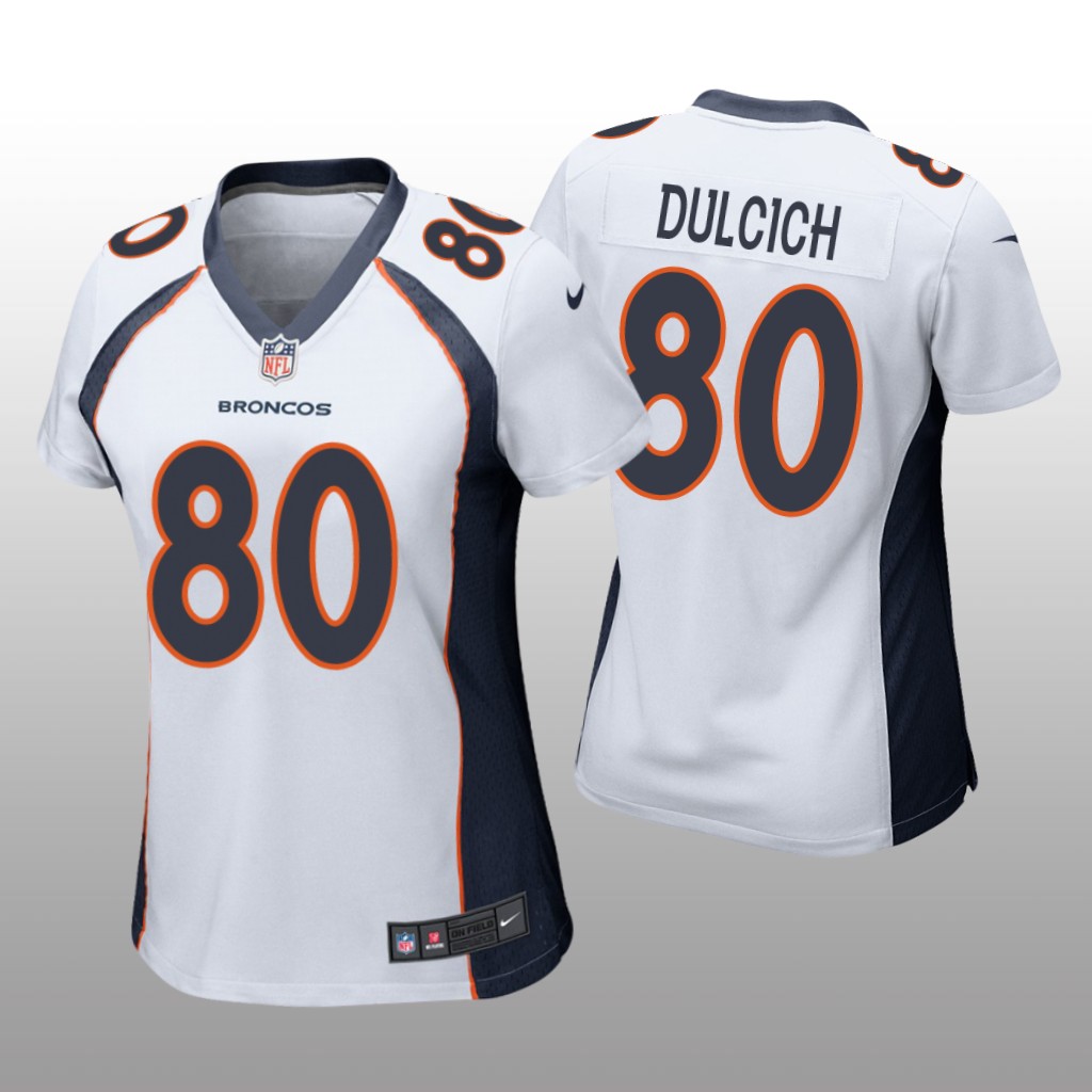 Denver Broncos Greg Dulcich White Jersey Game - Women's
