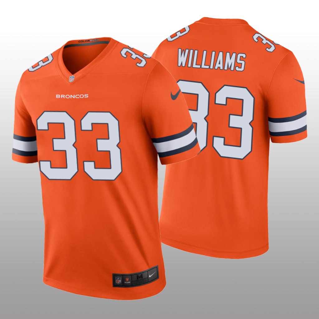 Denver Broncos Javonte Williams Orange Jersey Color Rush Legend - Men's