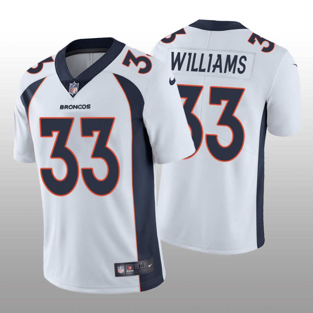 Denver Broncos Javonte Williams White Jersey Vapor Limited - Men's