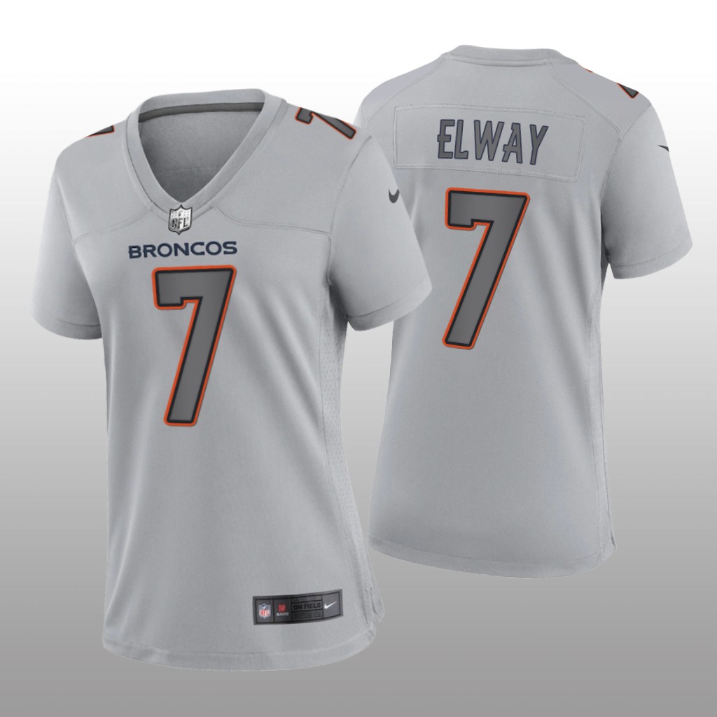 Denver Broncos John Elway Gray Jersey Atmosphere Fashion Game - Women's