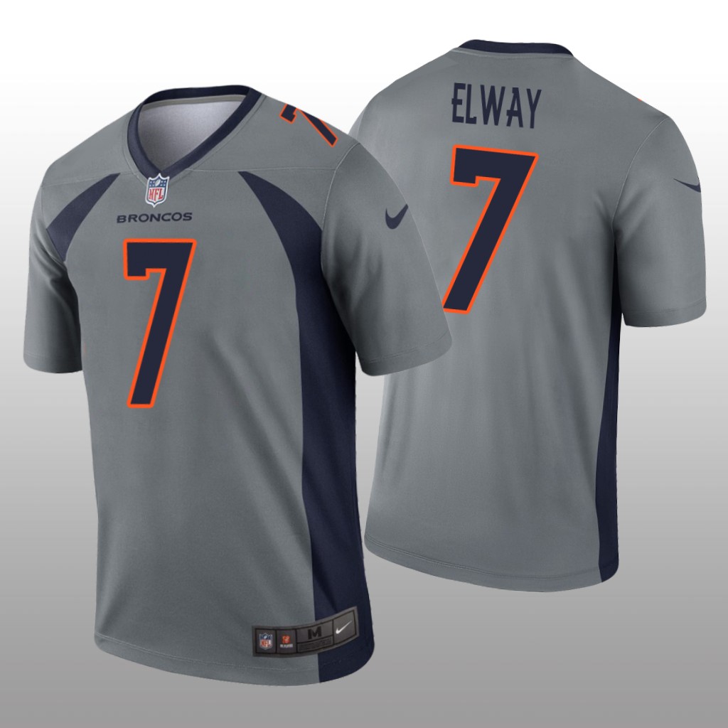 Denver Broncos John Elway Gray Jersey Inverted Legend - Men's