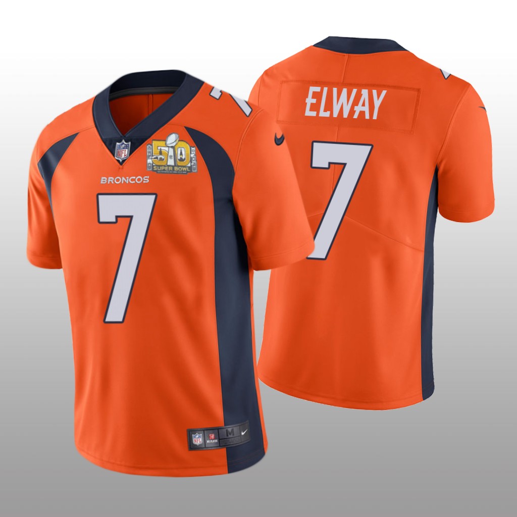 Denver Broncos John Elway Orange Jersey Super Bowl 50 Patch - Men's