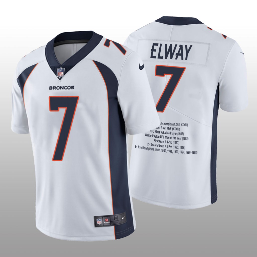 Denver Broncos John Elway White Limited Edition Career Highlight - Men's