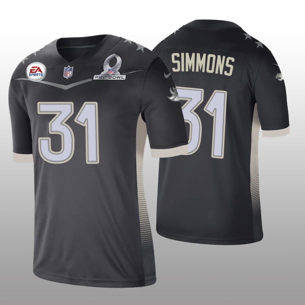 Denver Broncos Justin Simmons Anthracite Jersey 2021 AFC Pro Bowl Game - Men's
