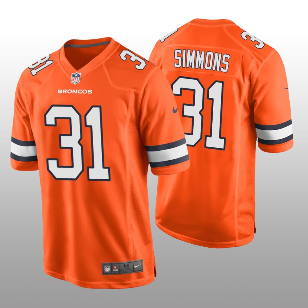 Denver Broncos Justin Simmons Orange Jersey Alternate Game - Men's