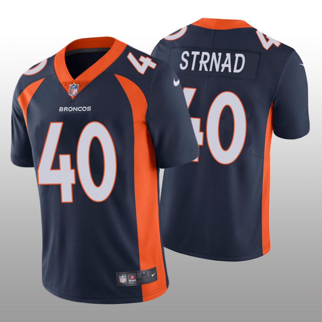 Denver Broncos Justin Strnad Navy Jersey Vapor Limited - Men's
